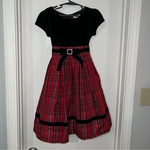 SWEET HEART ROSE Little Girls 6X Plaid & Velvet Bow Dress